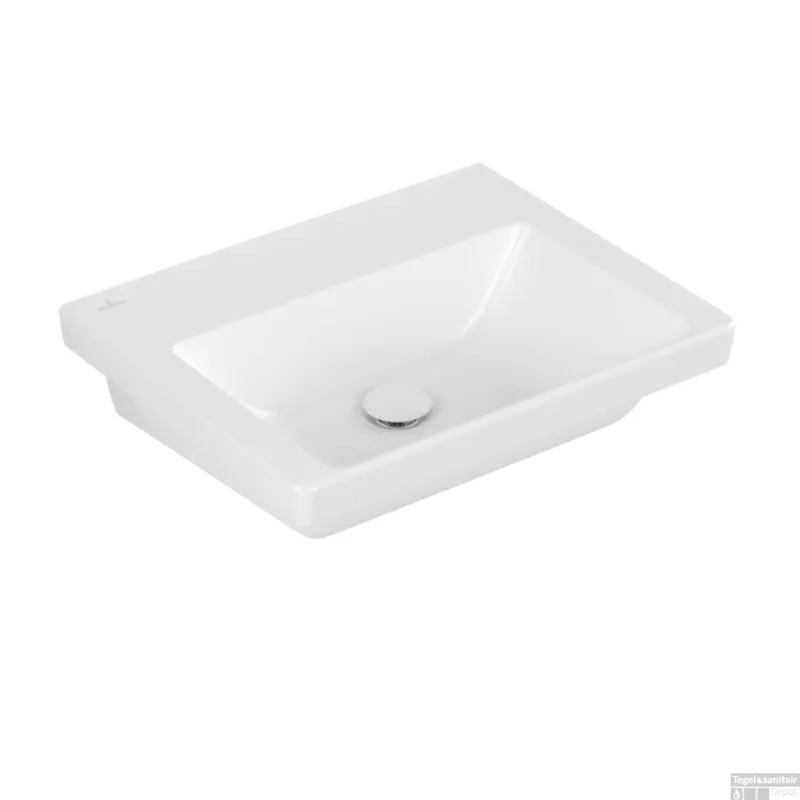 Wastafel Villeroy & Boch Subway 3.0 Met CeramicPlus Zonder Kraangat Zonder Overloop 55x44x16.5 cm Stone White Hoge Kwaliteit