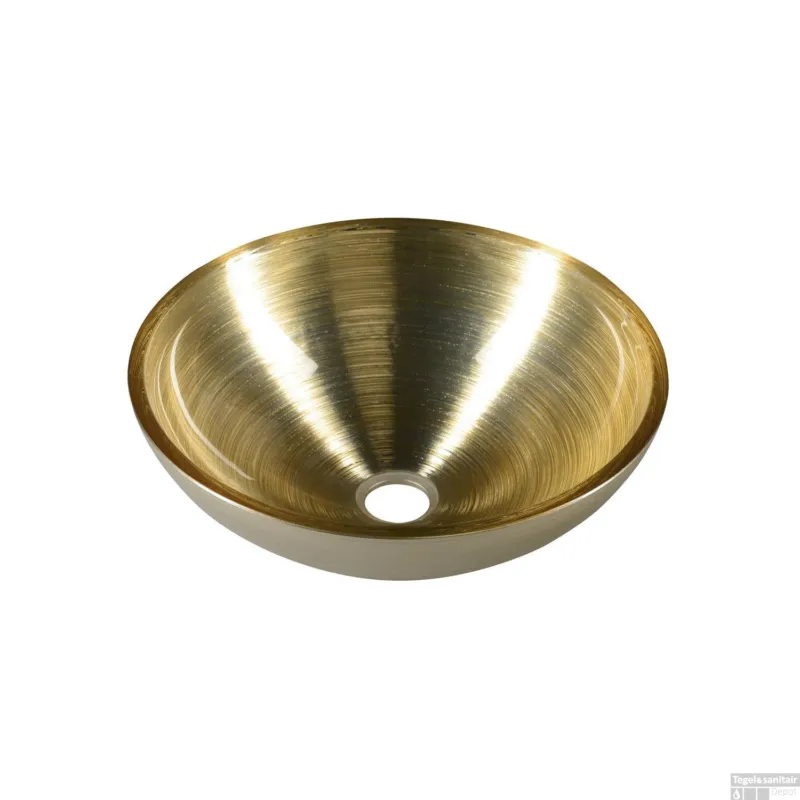 Goedkoop Waskom Sapho Murano Rond 40x14 cm Glas Goud