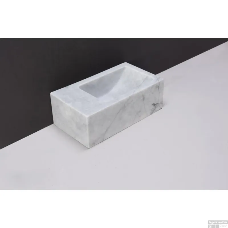 Fontein Forzalaqua Venetia Xs Carrara Gepolijst 29X16X10 cm Zonder Kraangat Links Weekendaanbieding