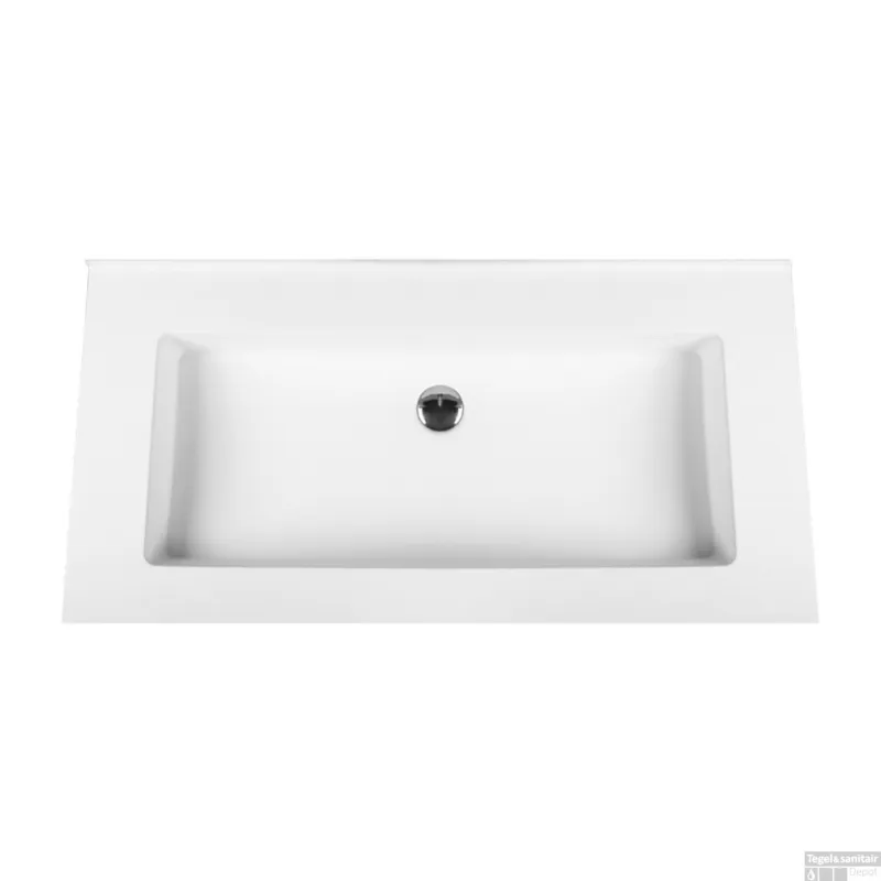 Nu Kopen Wastafel BWS Veroni 45.5x99 cm Zonder Kraangat Solid Surface Wit