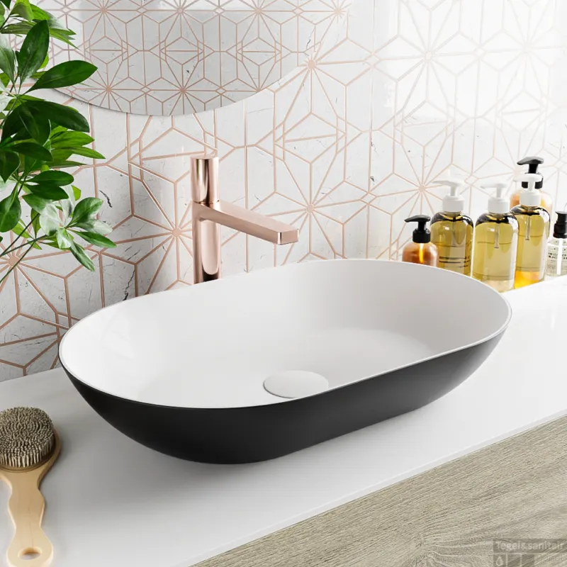 MONDIAZ ONNI Waskom solid surface 55cm kleur Urban / Talc Snelle Levering