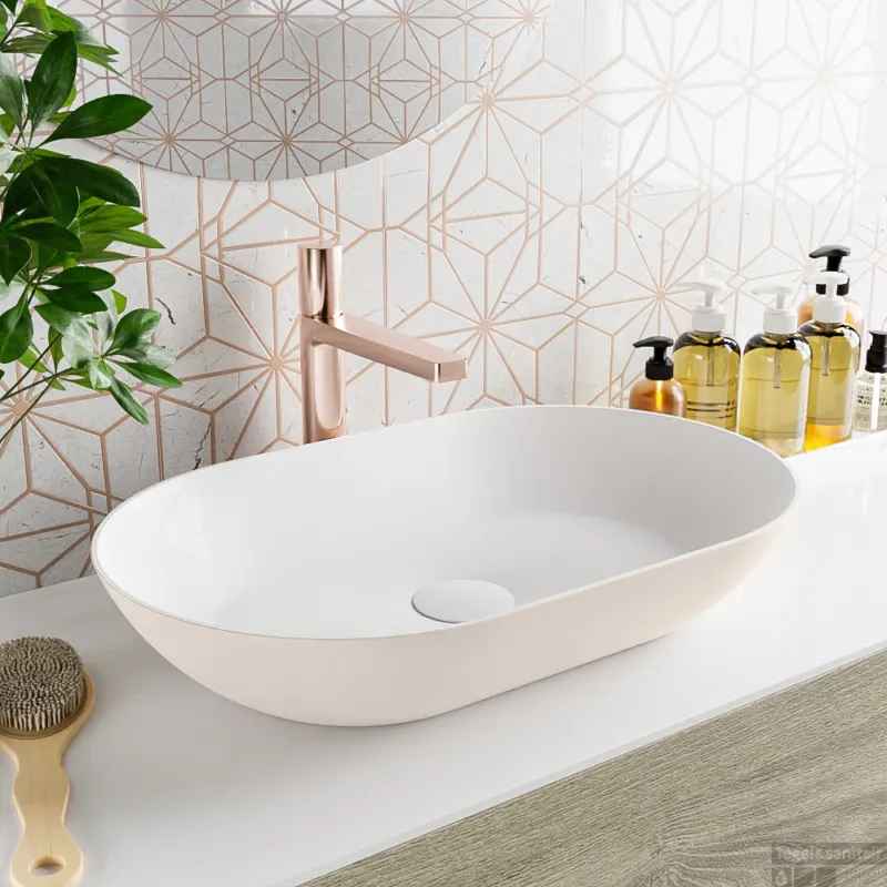 Uitverkoop MONDIAZ ONNI Waskom solid surface 55cm kleur Linen / Talc