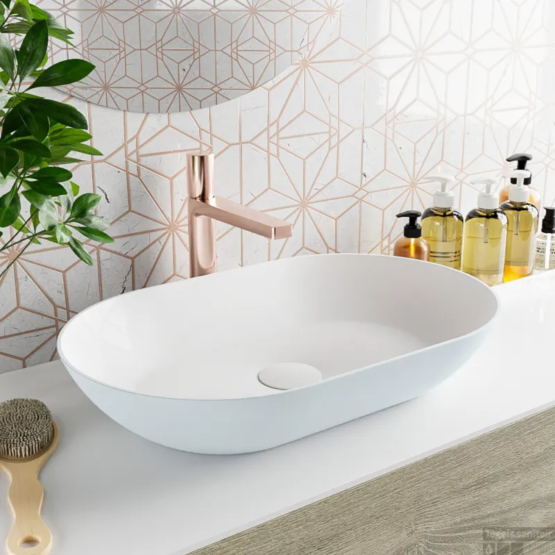 MONDIAZ ONNI Waskom solid surface 55cm kleur Clay / Talc Laatste Versie