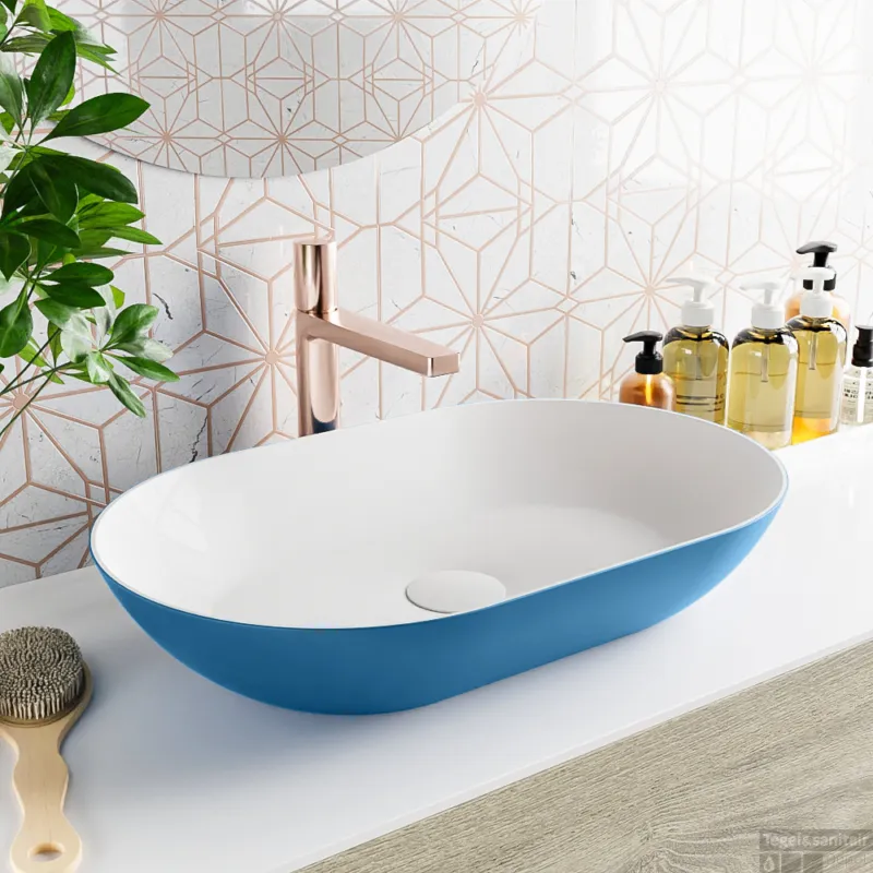 MONDIAZ ONNI Waskom solid surface 55cm kleur Jeans / Talc Favoriet