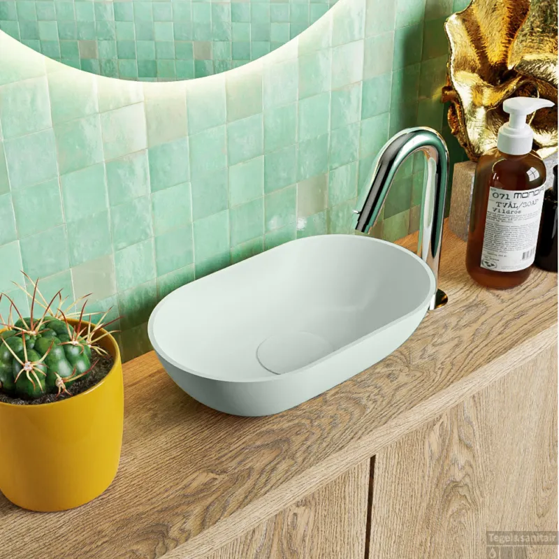 MONDIAZ POOLE solid surface opzetkom kleur Greey Greey. Afmeting 30x18x8cm Betaalbaar