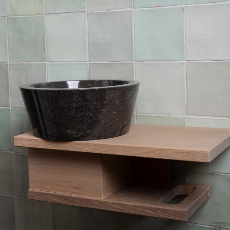Waskom Loutro Bali B Rond 25x25x12 cm Marmer Black Weekendaanbieding