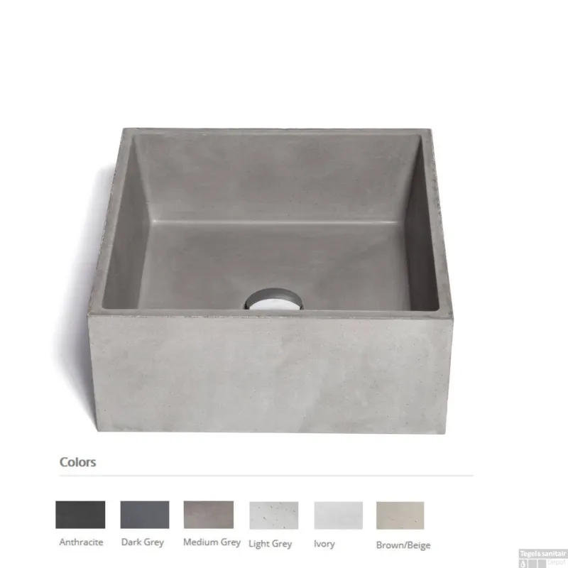 Opzet Wastafel Urbi et Orbi Immissio Beton 39x39x16 cm Antraciet Favoriet