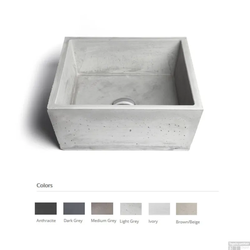 Direct Beschikbaar Opzet Wastafel Urbi et Orbi Conicis Beton 39x39x16 cm Antraciet