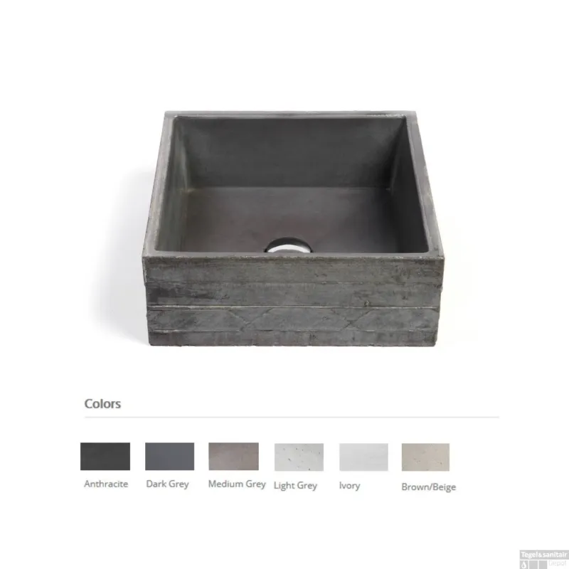 Veilige Betaling Opzet Wastafel Urbi et Orbi In Vivo Beton 38x38x16 cm Medium Grijs