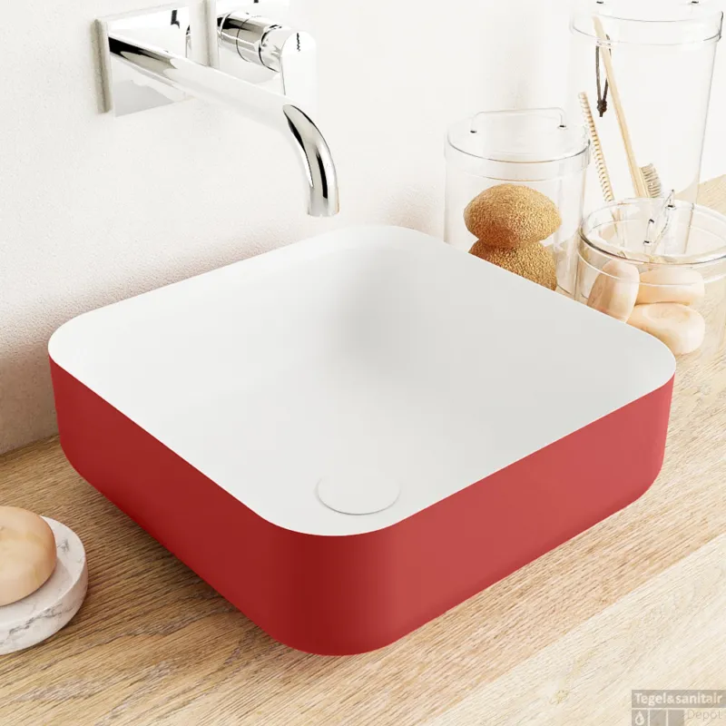 MONDIAZ BINX Waskom solid surface 36cm kleur Fire / Talc Seizoensaanbieding