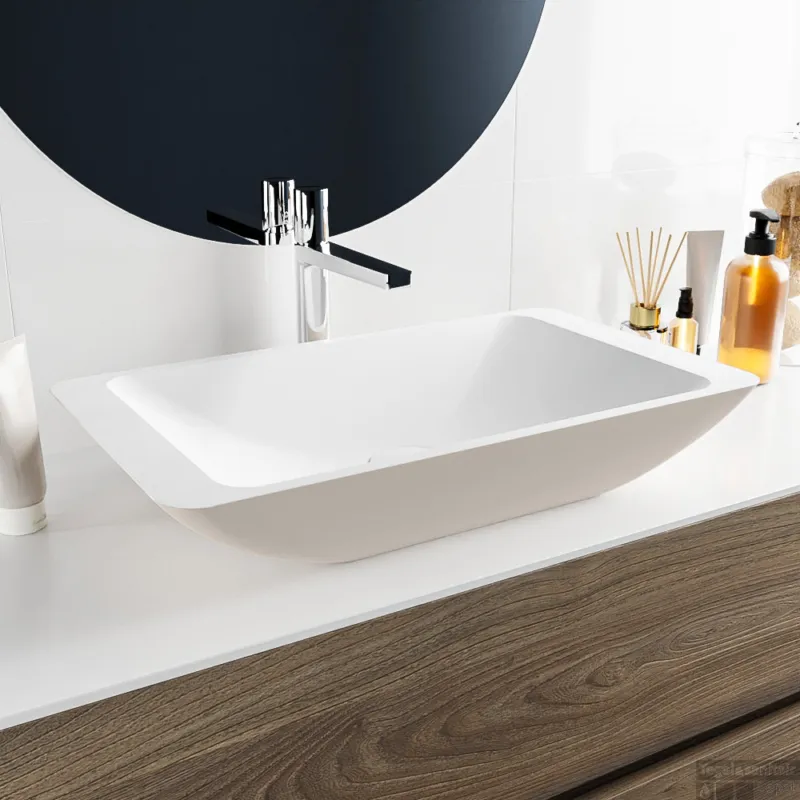 MONDIAZ TOPI Waskom solid surface 60cm kleur Linen / Talc Gratis Retour
