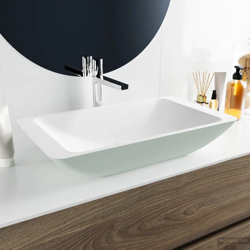 Tijdelijk Beschikbaar MONDIAZ TOPI Waskom solid surface 60cm kleur Greey / Talc