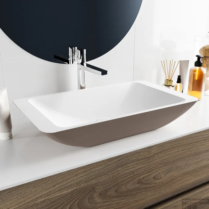 MONDIAZ TOPI Waskom solid surface 60cm kleur Smoke / Talc Premium