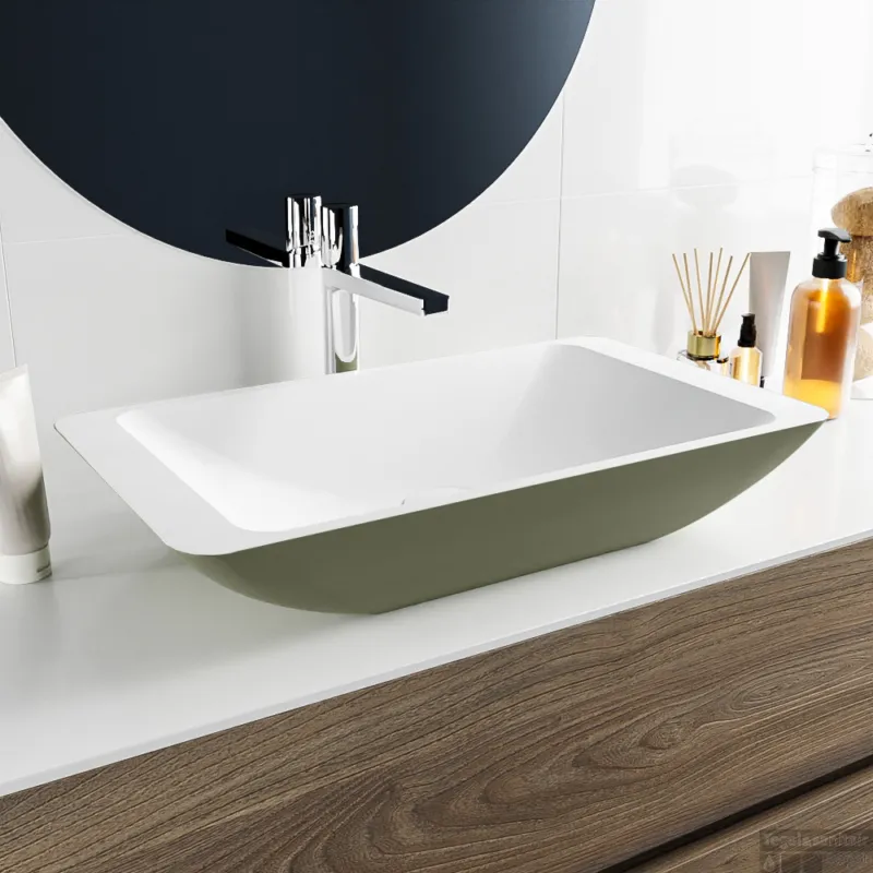 MONDIAZ TOPI Waskom solid surface 60cm kleur Army / Talc Betaalbaar