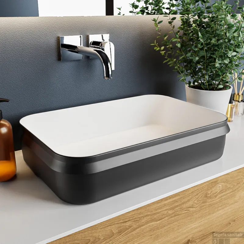 MONDIAZ ARVO Waskom solid surface 55cm kleur Urban / Talc Laatste Kans