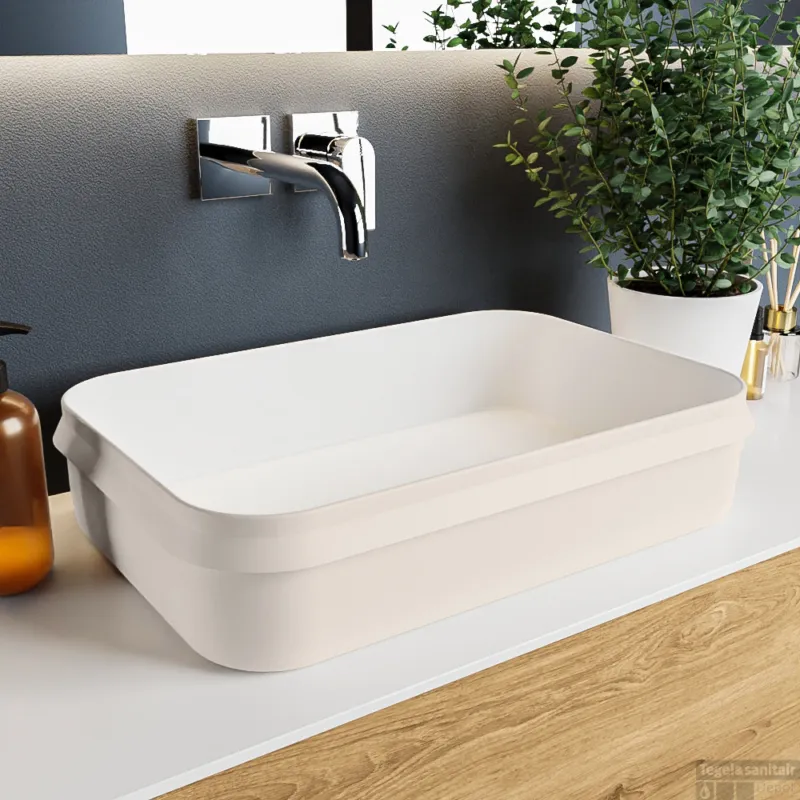MONDIAZ ARVO Waskom solid surface 55cm kleur Linen / Talc Merkproduct