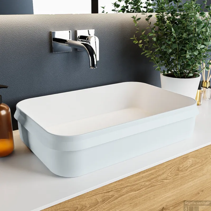 MONDIAZ ARVO Waskom solid surface 55cm kleur Clay / Talc Betaalbaar