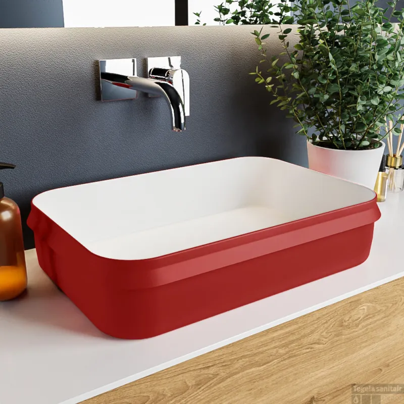 MONDIAZ ARVO Waskom solid surface 55cm kleur Fire / Talc Beste Prijs