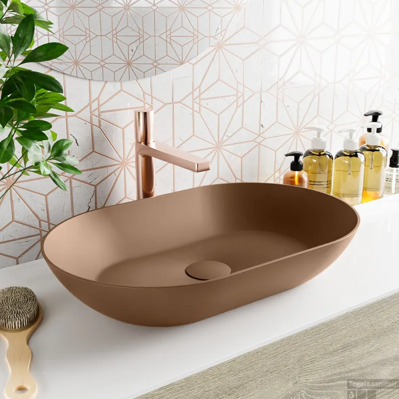 MONDIAZ ONNI Waskom solid surface 55cm kleur Rust / Rust Fabrieksprijs
