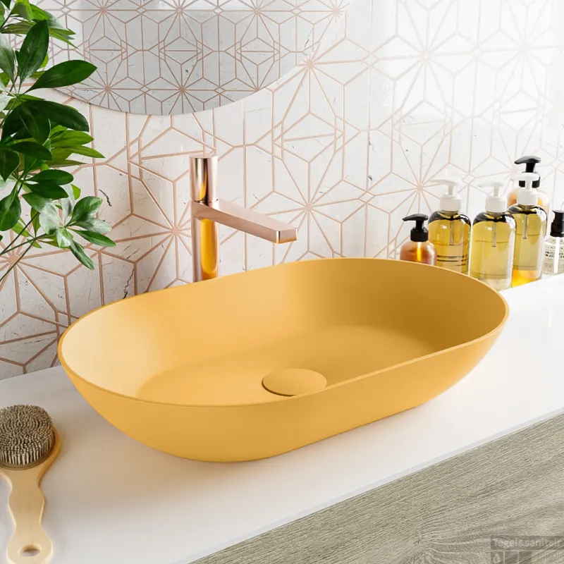 MONDIAZ ONNI Waskom solid surface 55cm kleur Ocher / Ocher Flitsaanbieding