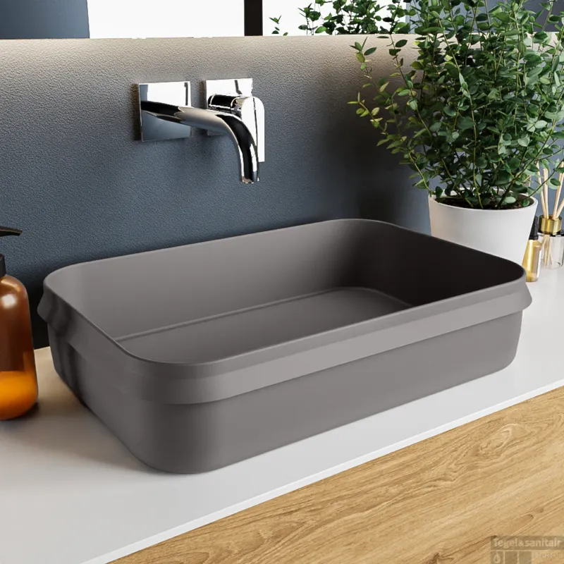 MONDIAZ ARVO Waskom solid surface 55cm kleur DarkGrey / DarkGrey Seizoensaanbieding