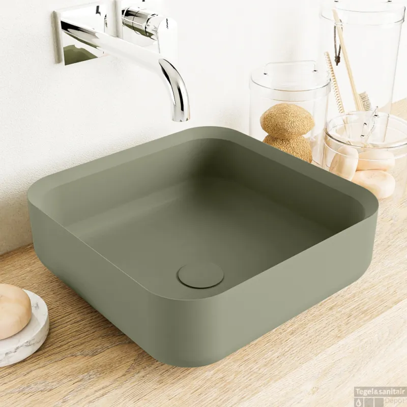 Nu Kopen MONDIAZ BINX Waskom solid surface 36cm kleur Army / Army
