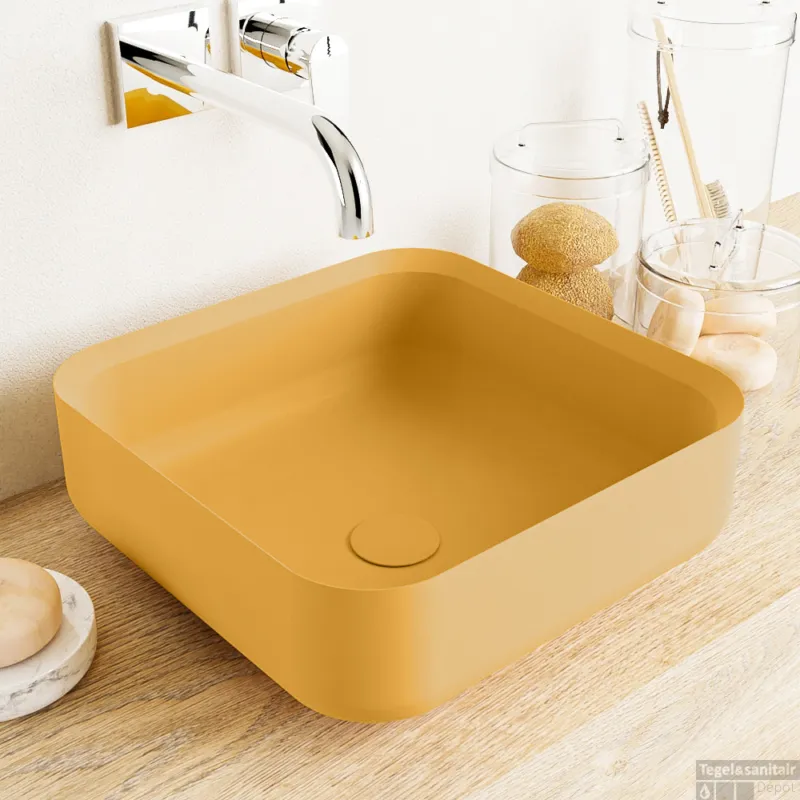 MONDIAZ BINX Waskom solid surface 36cm kleur Ocher / Ocher Veilige Betaling