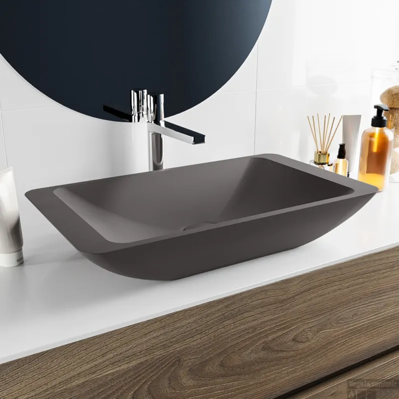 MONDIAZ TOPI Waskom solid surface 60cm kleur DarkGrey / DarkGrey Bestseller