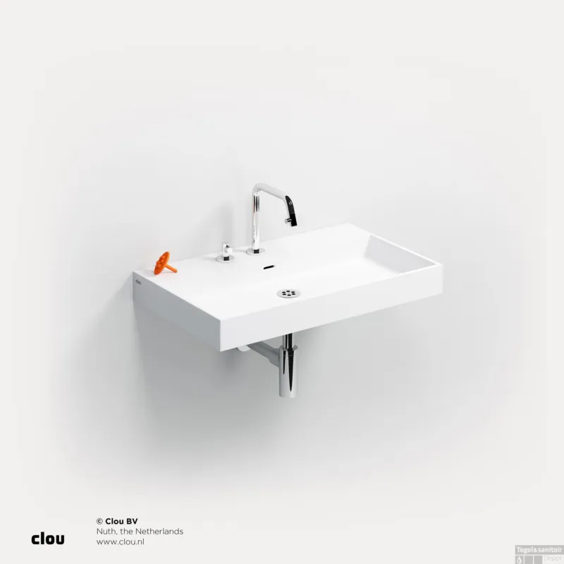 Wastafel Clou Wash Me 70x42x8 cm Solid Surface Mat Wit Direct Beschikbaar