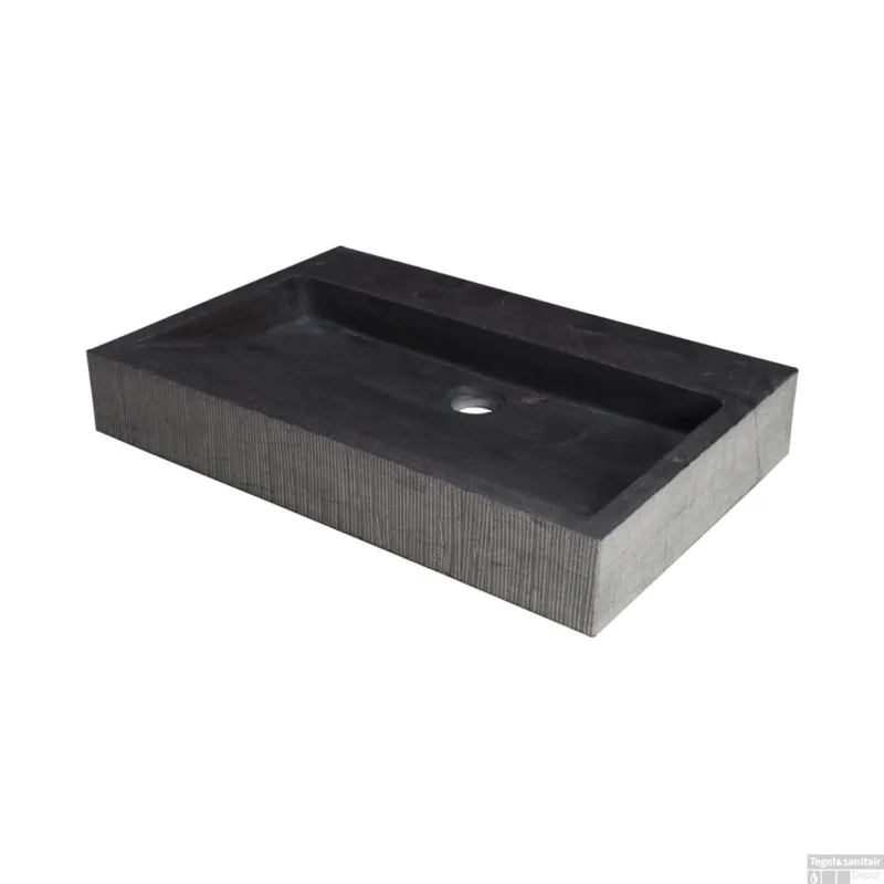 Wastafel Forzalaqua Oslo Hardsteen Gefrijnd Zonder Kraangat Antraciet 60x40x9 cm Direct Verzonden