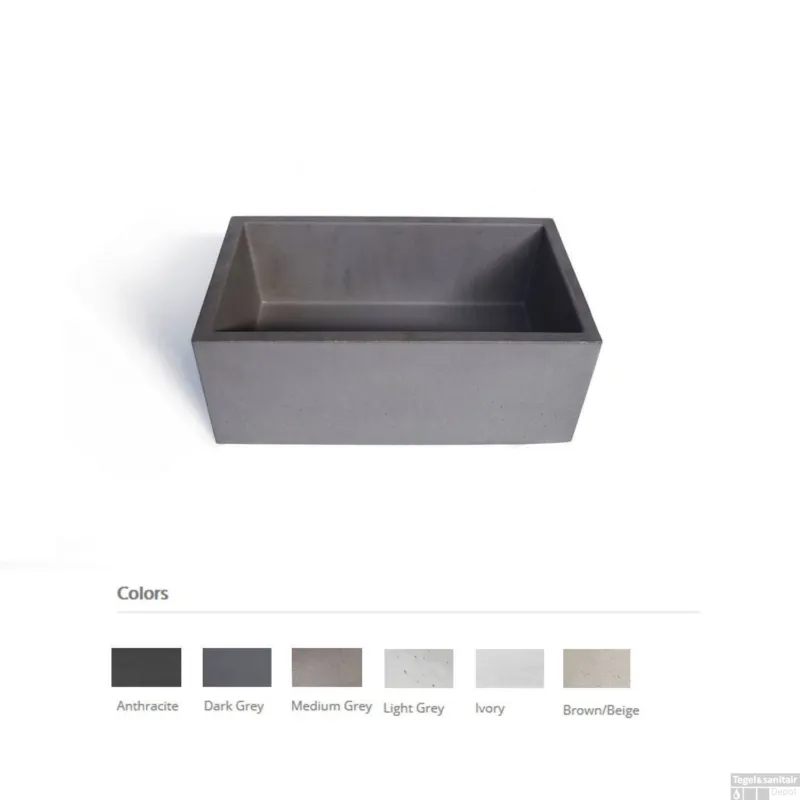 Bestel Nu Opzet Wastafel Urbi et Orbi Immissio Beton 45x26x18 cm Donker Grijs