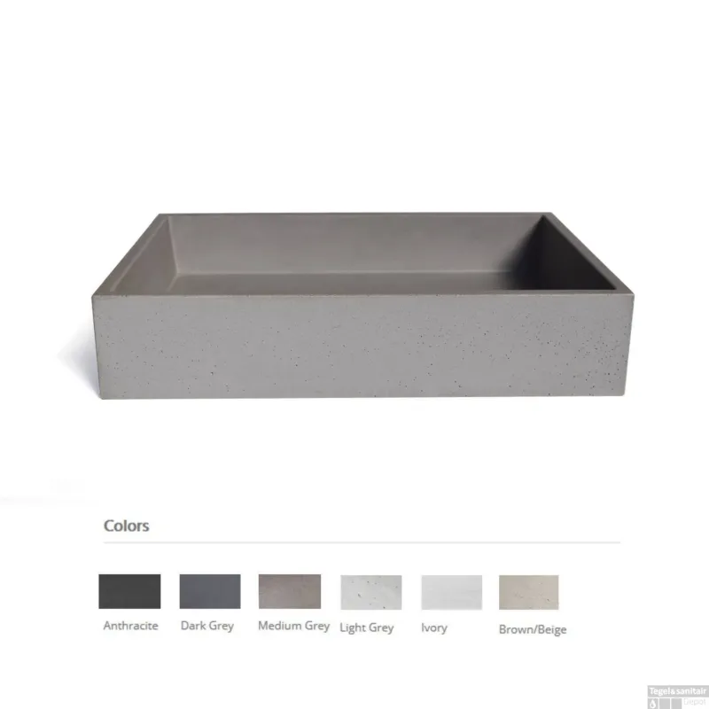 Opzet Wastafel Urbi et Orbi Immissio Beton 70x45x15 cm Donker Grijs Koopje
