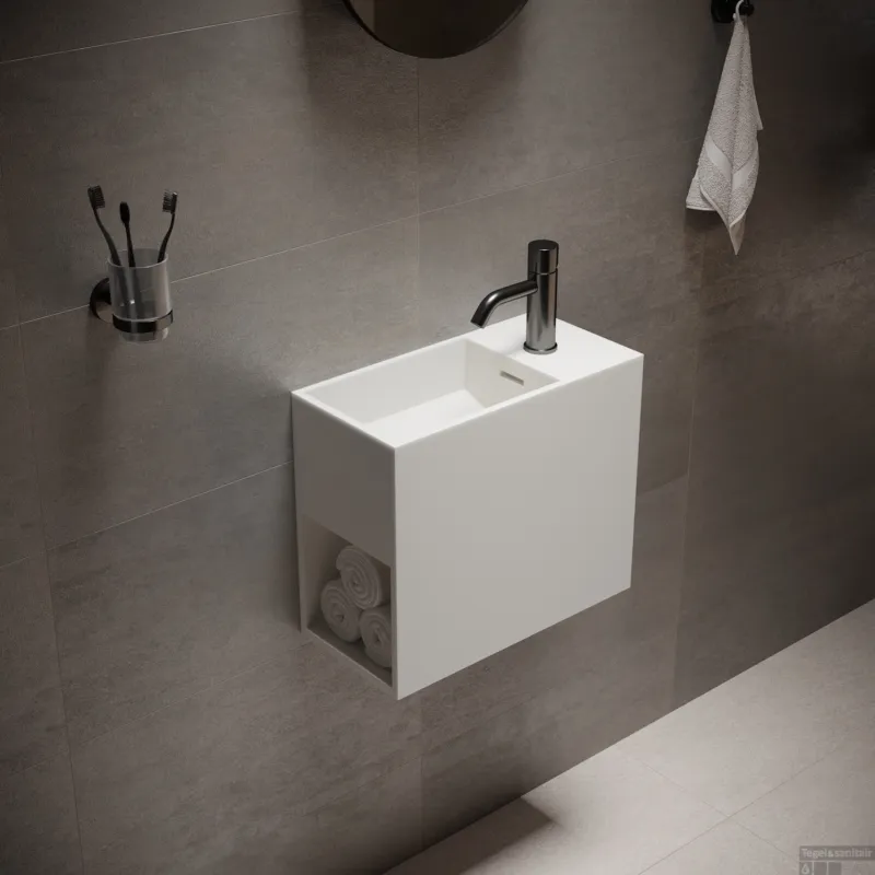 Veilige Betaling Wastafel Ideavit Solidwash 45x22x38 cm Solid Surface Mat Wit