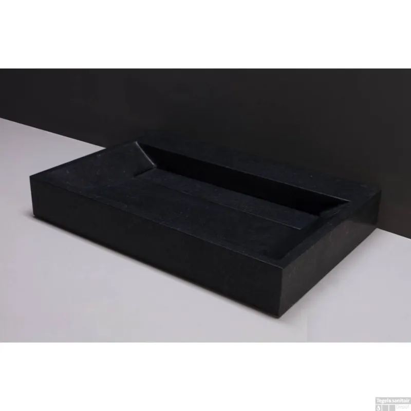 Flitsaanbieding Wastafel Forzalaqua Bellezza Graniet Gezoet Met Kraangat 60x40x9 cm