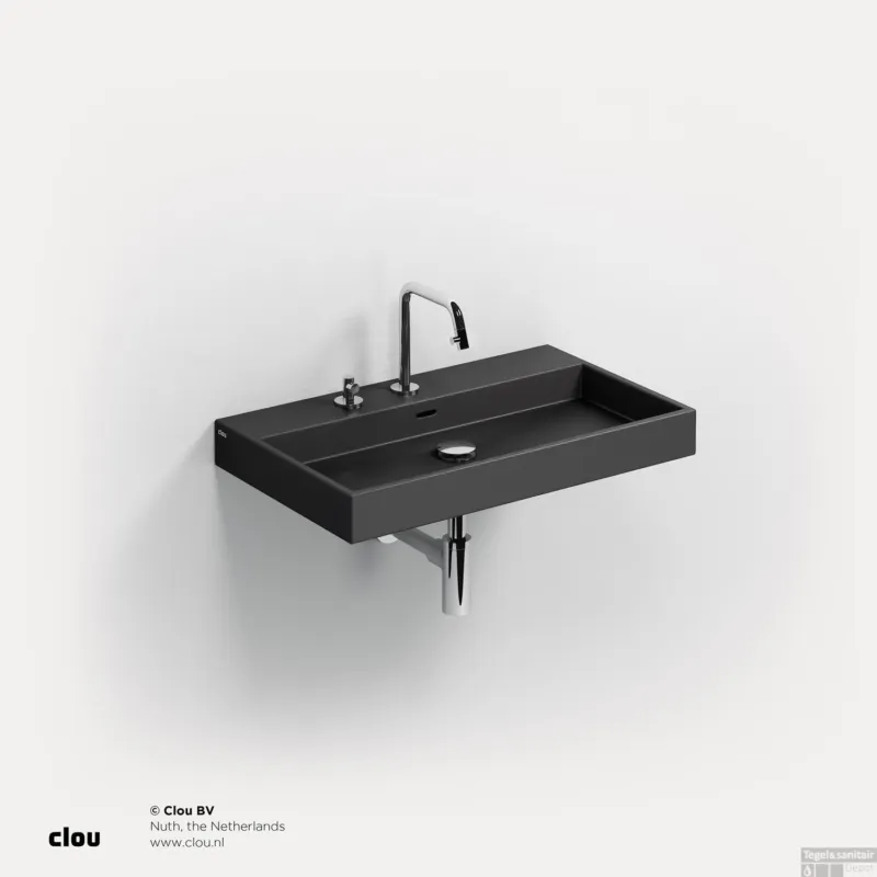 Wastafel Clou Wash Me 70x42x8 cm Keramiek Mat Zwart Direct Beschikbaar