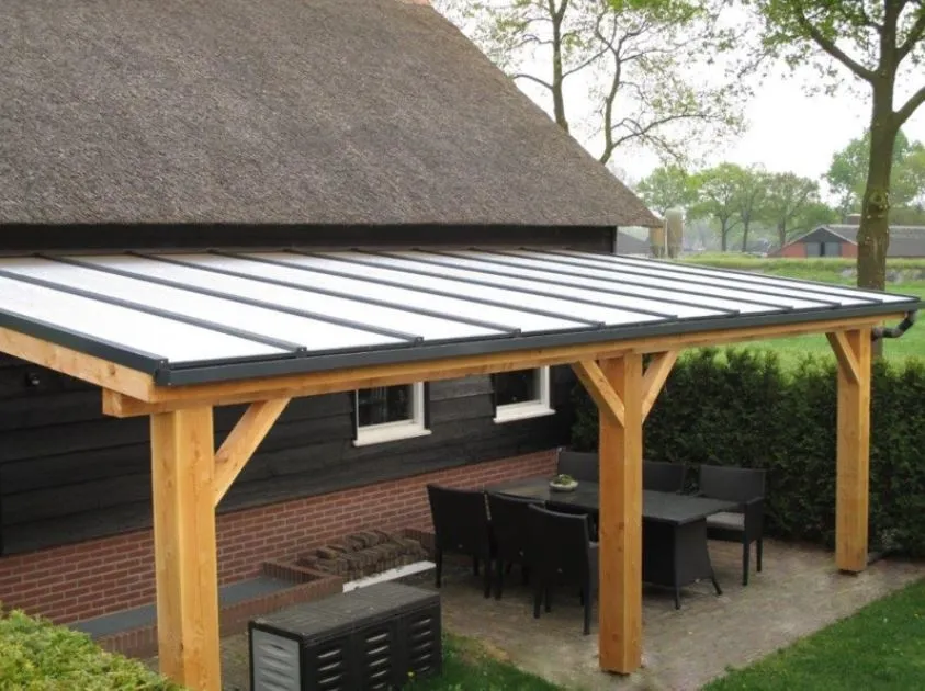 Beste Prijs Veranda Douglas Duplo 120+ polycarbonaatsysteem LT50 200x648 cm | Houten Overkapping aan Huis - Douglas veranda 648x200cm Geschaafd Opaal - EXCLUSIEF BETONPOEREN