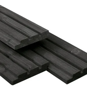 Vuren Triple Profiel Rhombus Plank 22x140mm zwart gespoten | Deens Rabat - 400 cm Seizoensaanbieding