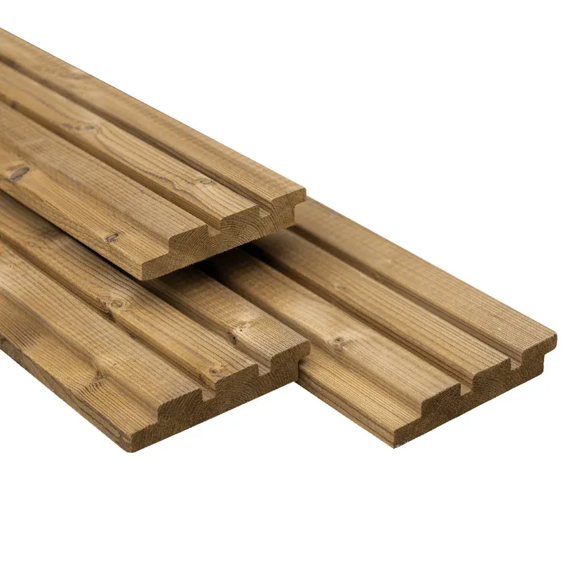 Express Levering Triple Profiel Rhombus Plank Thermisch Gemodificeerd 26x140mm | Steamed 5- Class Wood | Deens Rabat - 480cm