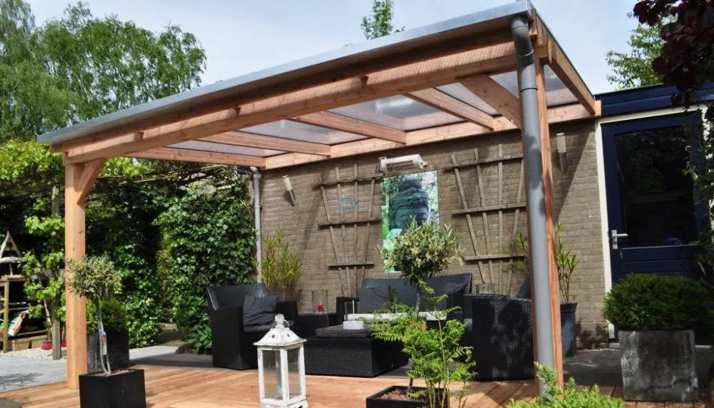 Veilige Betaling Veranda Douglas Duplo Robuust 140 + Polycarbonaat Daksysteem LT20 - Douglas Duplo 140/LT20 2000x3060
