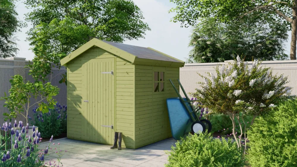 Gereduceerde Prijs Tuinhuis Boudewijn | Tuinhuisje Vierkant 180x180 - Dakshingles recht Zwart 6m²