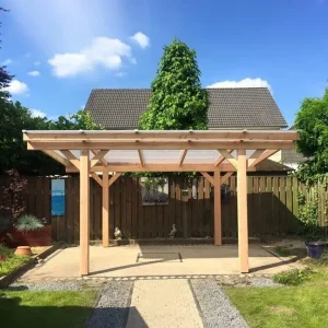 Betrouwbaar Vrijstaande Veranda Douglas Duplo 120+ polycarbonaatsysteem LT20V 250x606cm - Douglas veranda LT20V 606x250cm Geschaafd Opaal - EXCLUSIEF BETONPOEREN