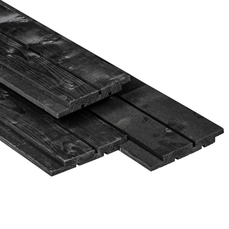 Betrouwbaar Vuren Channelsiding Rabat 18x145mm Zwart Gespoten - 240cm
