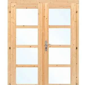 Vuren dubbele deur D1 met kozijn en enkel glas | B142.5xH190cm - Vuren dubbele deur D1 Premium
