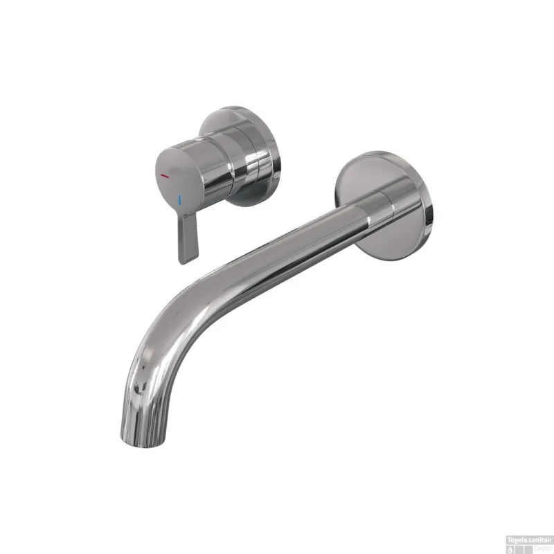 Fabrieksprijs Inbouw Wastafelmengkraan Brauer Chrome Edition Coldstart Gebogen Uitloop Halfronde Hendel Links Chroom Met Rozetten