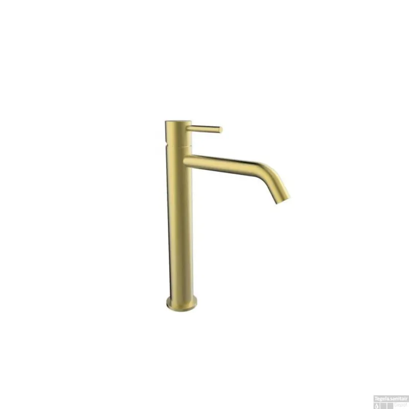 Wastafelkraan BWS Opbouw Mengkraan Model Extra Hoog Geborsteld Messing Goud Hete Deal