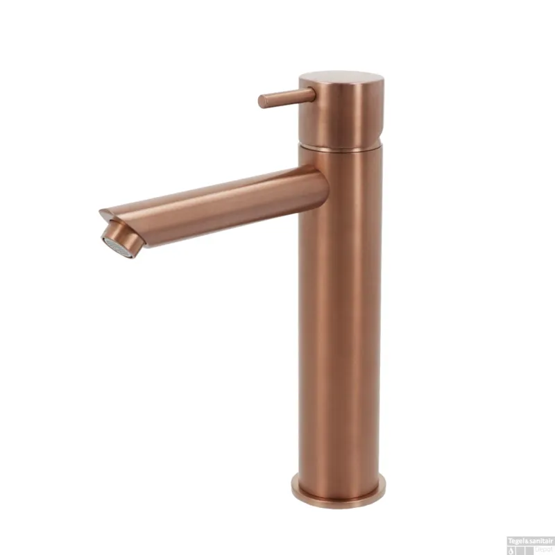 Wastafelmengkraan Hotbath Cobber 1-hendel Recht 21.6 cm Geborsteld Koper Living Colours Gecertificeerd