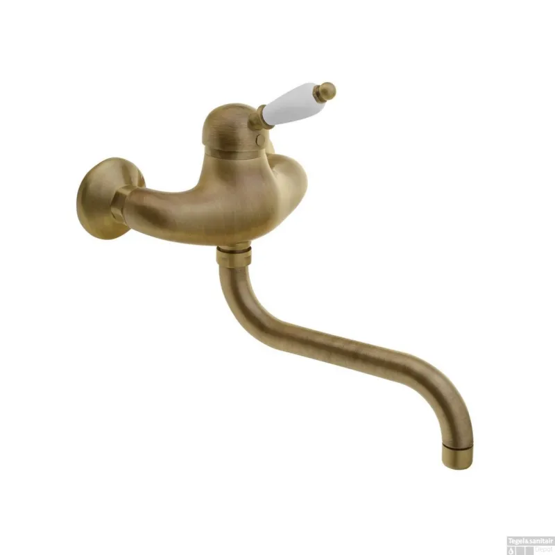 Inbouw Wastafelmengkraan Sapho Kirké 1-hendel Wit Retro Uitloop Gebogen 20 cm Brons Must-Have