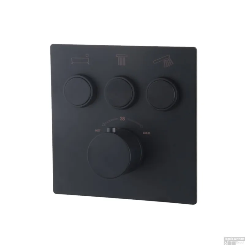 Gratis Retour Afbouwdeel 3-wegs Wiesbaden Caral Klik Thermostatisch Mat Zwart ZIE 29.3432