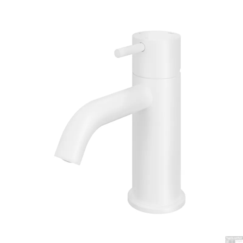 Wastafelmengkraan Hotbath Cobber 1-hendel Gebogen 14.3 cm Mat Wit Koopje