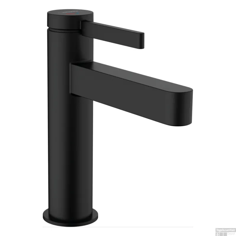 Superprijs Wastafelmengkraan Finoris HansGrohe Eengreeps 110 CoolStart met PushOpen Waste Mat Zwart